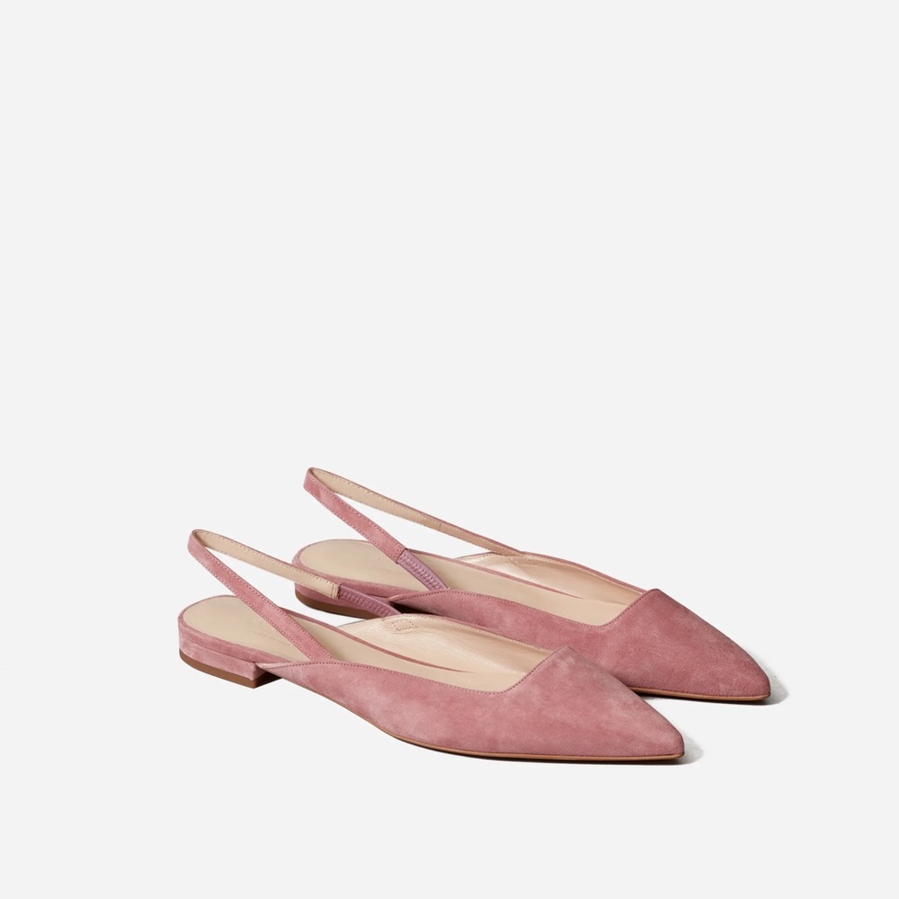 Everlane Editor Slingback Flats Pink Suede